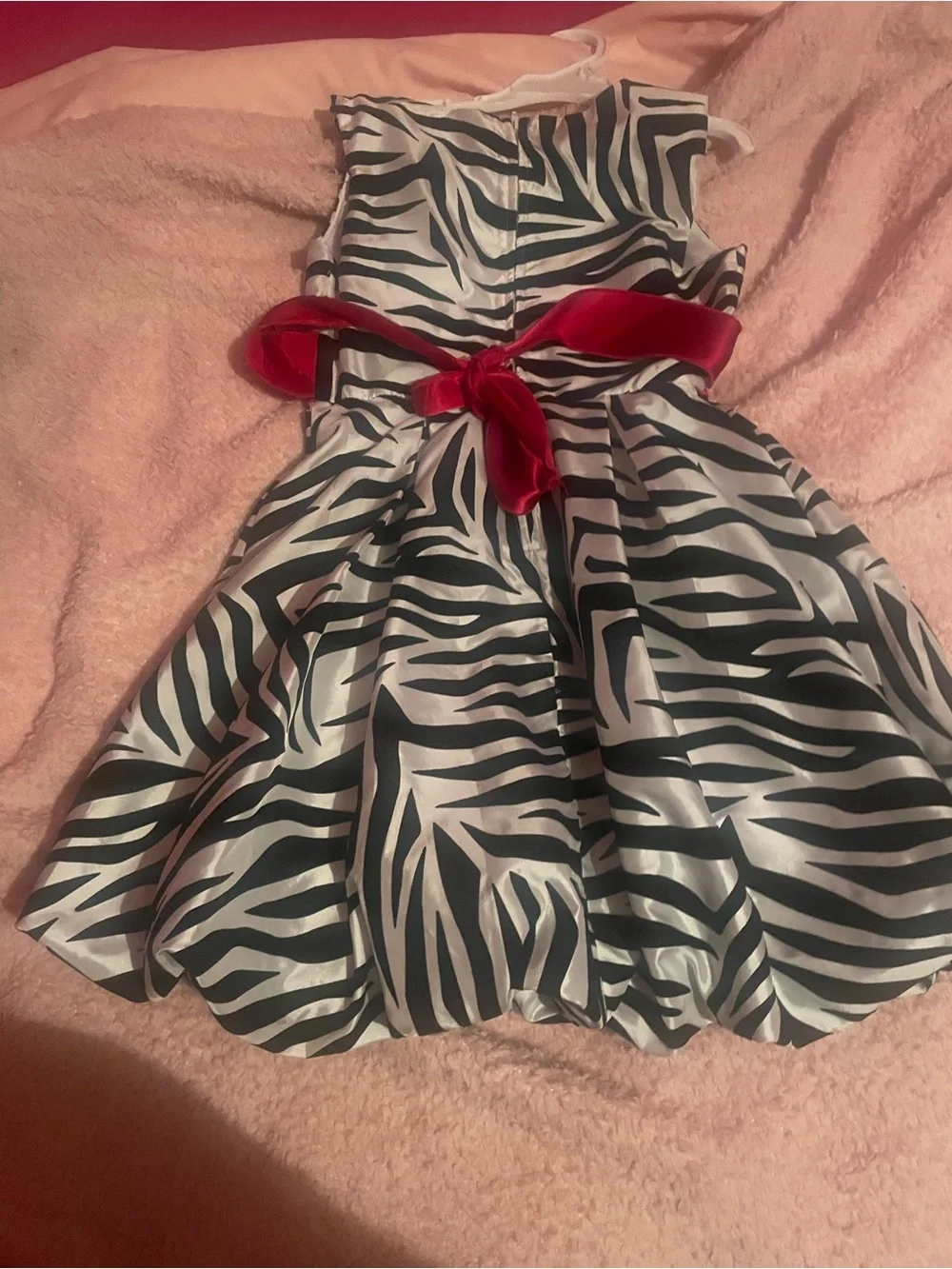 Speechless Black and White Zebra Print Dress with Red Velvet Sash